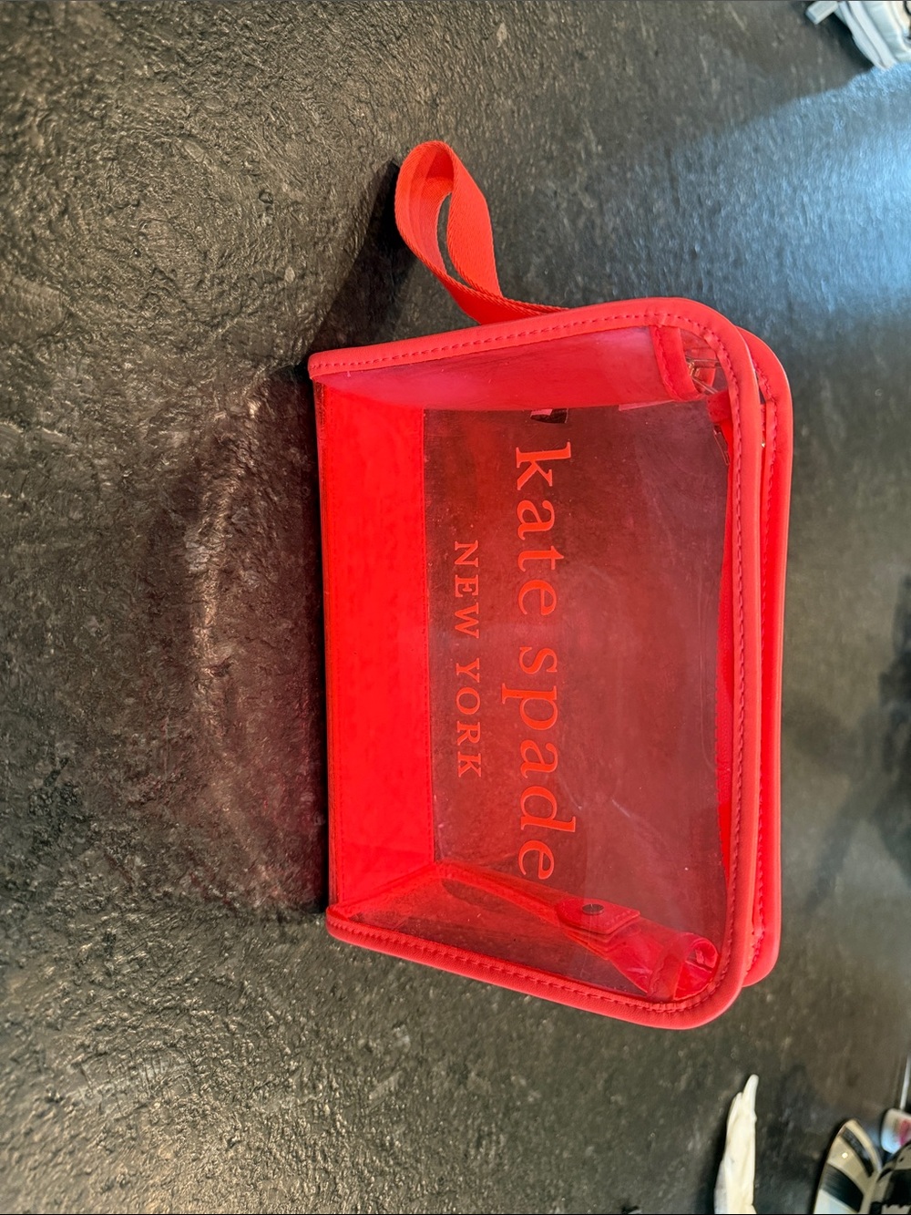 kate spade Clear neon coral Pouch with Wrist Strap
